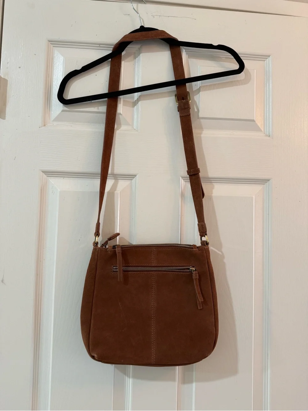 Zara Brown Suede Studded Crossbody Bag